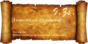 Ivancsics Zsigmond névjegykártya